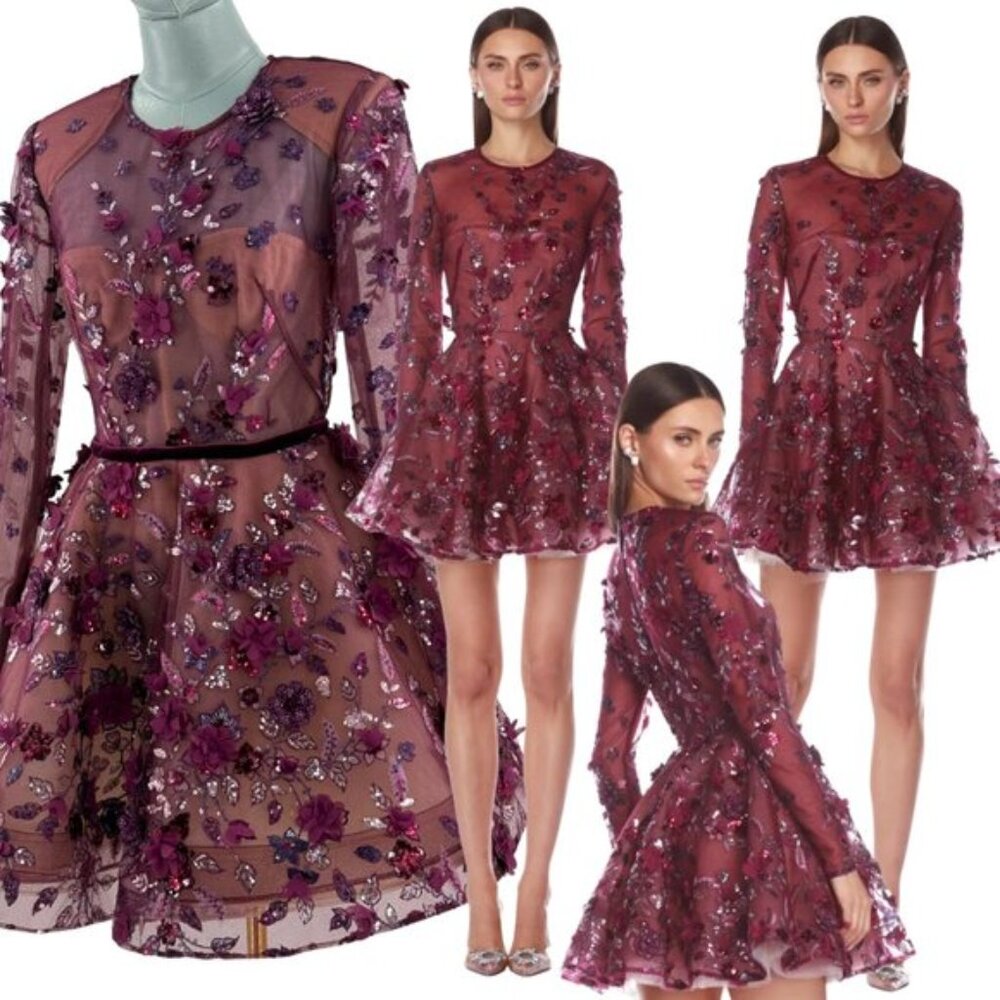 🆕 BRONX & BANCO 🧿 NWOT Talulah Long Sleeve Mini Dress, Burgundy - Sz M US 6